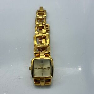 Merona Womens Gold Tone Square Face Link Bracelet Watch FMDM135 Japan Movt